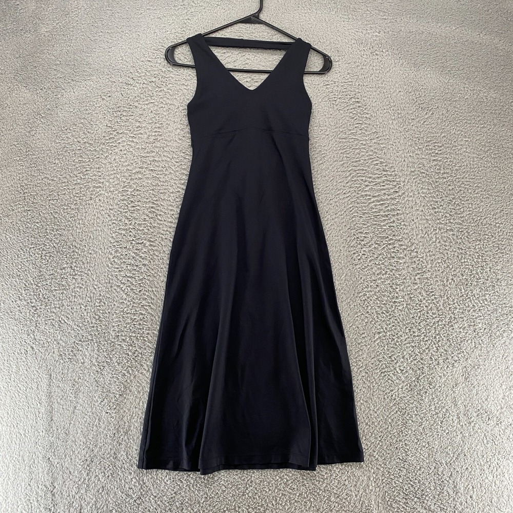 Patagonia Halter Dress Womens XS Babydoll Black V-Neck Y2K Midi Granola Stretch
